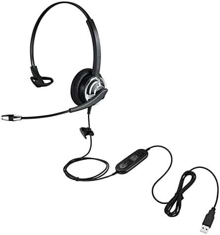 Fone de ouvido USB com cancelamento de ruído de microfone e controles em linha ou fones de ouvido com laptops para pc um
