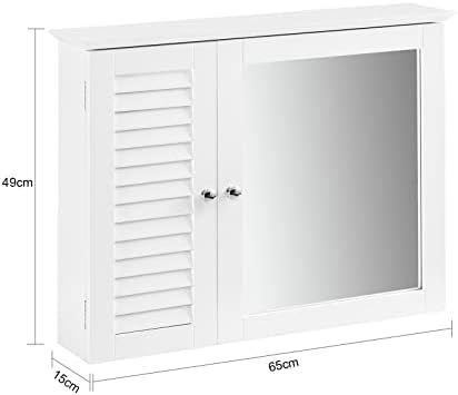 Haotiano BZR55-W, armário de espelho branco, armário de parede do banheiro com 2 portas e prateleiras, armário de