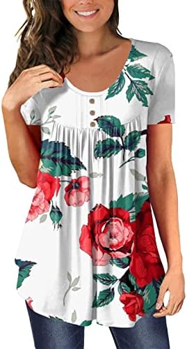 Tops da moda para mulheres 2023, 2023 Summer Casual Casual Manga curta T Camisetas Floral Teas fofas Blushs Trendy