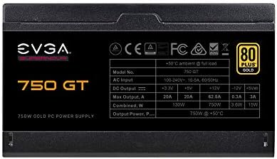 EVGA Supernova 750 GT, 80 Plus Gold 750W, Modo Eco Automático totalmente modular com ventilador FDB, garantia de 7 anos, inclui