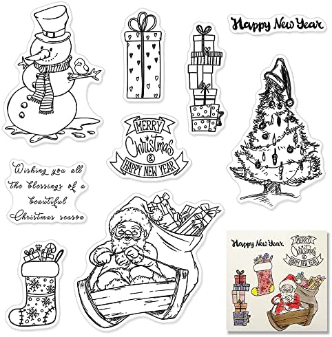 Langfon Christmas Snowman Clear Selfs Para fazer cartas Tanse decorativo de Natal Santa Santa Transparente Salimes de Silicone para Diy Scrapbooking Supplies Relembro de papel Cardor de papel Decoração