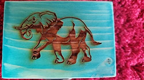 RK COLEÇÕES CABELA DE TRAKET DE TRAINHA DE ELEPHANTE Caixa de jóias de amantes de elefantes de madeira. Caixa decorativa para