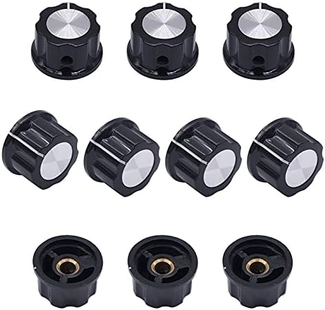 Makee 10pcs Tom de prata Top botões rotativos para 6 mm de diâmetro.