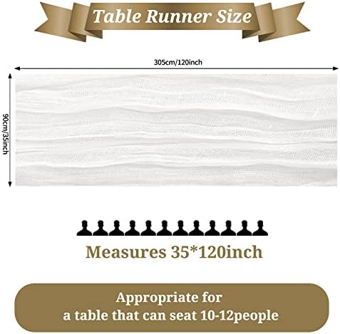 6Pack Cheesecloth Table Runner, Branco Rustic Galze Table Runner 35 X120 Cheesecloth Galze Table Runner, Cheesecloth