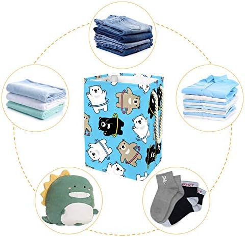 Padrão de Urso de Urso de Hula Hula Hoop 300D PVC Oxford PVC Restre a cesta de lavanderia grande para cobertores Toys no quarto