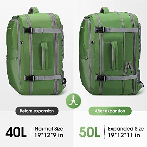 MAELSTOM 40-50L Carry On Backpack, Viagem Backpack For Men Mulheres, Rochila de Laptop aprovada por vôo TSA de 17,3 polegadas com bolsa de sapato escondida, mochilas de malas de empresa de computador grande expansível