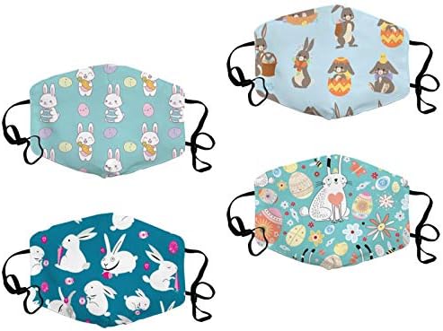 Glororybear Easter Rabbit Reutilabilable Proteção de face ajustável Adequada para adulto, 4pcs+8pcs filtro