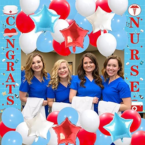 Enfermeira Decorações de festa de graduação 2023 Decorações de graduação de enfermagem Parabéns, enfermeira, sinal de varanda de balões