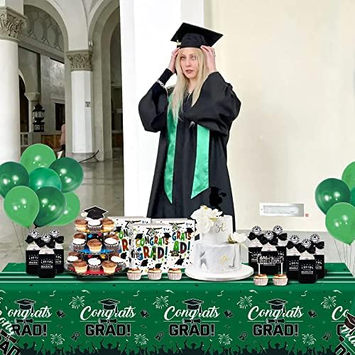 Erweicet Graduação Trepa de mesa verde preto 3pcs, Decorações de festa de graduação suprimentos 2023 verde parabéns parabéns