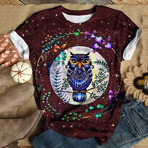 Tops de estampa de animais para mulheres Summer T-shirts regulares camisetas de tamanho curto de manga curta Moda Bloups pescoço