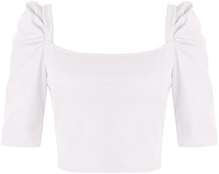 Adolescente garotas de crochê bustier listrado tops em camisole curta meia manga de sopa de colher de pescoço de pescoço bustier