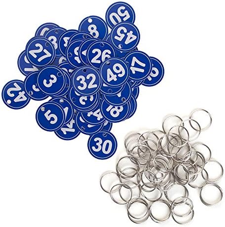 Tags de números redondos de 50 pacote Muka, etiqueta de identificação de ABS, teclados numerados para dormitórios 1-50