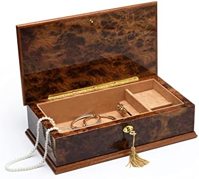 Incrível 30 note burl -elm Grand Italian Arabesque Wood Inclay Jewelry Box - deixe ser