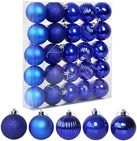 Enfeites de bola de Natal, 25 bolas de decoração de árvores de Natal, enfeites de Natal, decorações de festas, 5 tipos de bolas