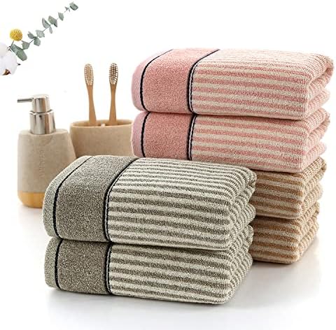 Toalhas de mão pidada conjunto de 2 algodão listrado padrão absorvente toalha decorativa macia para o banheiro 13,4 x 29,1 polegadas