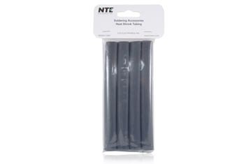 NTE Electronics 47-25406-BK Tubos de encolhimento de calor, parede dupla com adesivo, razão de encolhimento 3: 1, 1/2 diâmetro, 6 de comprimento, preto