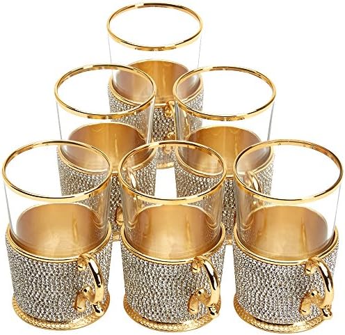 Xl copos de chá turcos com suportes Spoons & Bandey, decorados com cristais e pérolas do tipo Swarovski