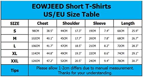 Eowjeed Men Mulheres camisetas unissex 3D Imprimir camisetas gráficas de manga curta de manga curta