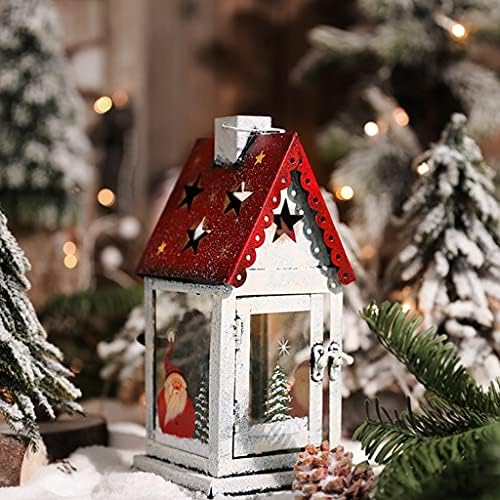LIGNENGTAOHOME Lanternas de Natal Retro angustiado portador de casla de natal decoração de casa decoração de casa em forma de lanterna de metal lanternas de vela decorativa