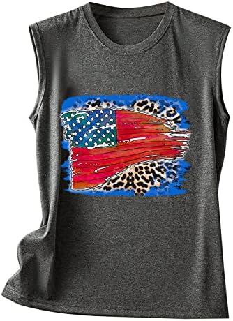 4 de julho Camisas para mulheres bandeira dos EUA Summer Summer Sleesess O-Gobes Tops Stars Stars Stripes T-shirt Casual Túdos
