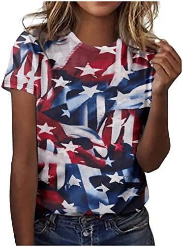 Independence Day Tshirts for Women Crewneck Tees Graphic camisetas EUA Blushs Tunic Tunic 4 de julho Tops vintage