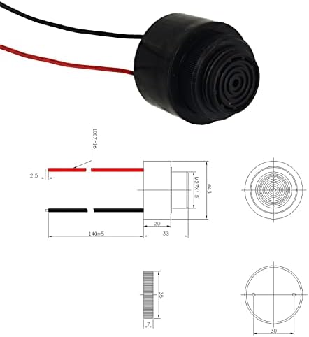 Caminhada piezoelétrica de chumbo xnrtop Alarme de bipe contínuo ALARME PIEZOELECTRIC DC CURZZER SOLER DC 3-24V 85DB 2PCS