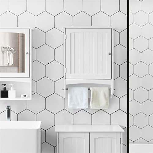 Armário de parede do banheiro armário de armazenamento de banheiro pendurado com hastes e prateleiras ajustáveis ​​de madeira branca