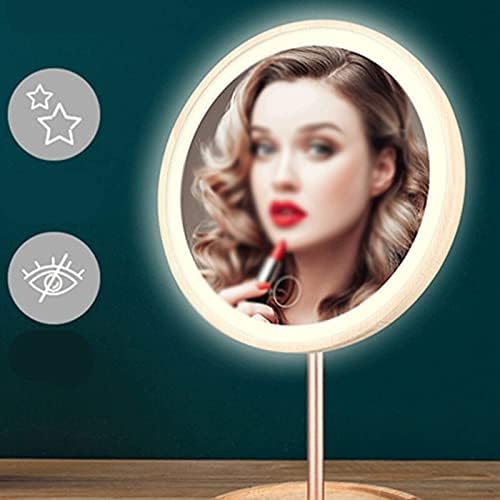 Espelho de maquiagem de desktop fxlymr espelho de beleza com carregamento USB espelhos de tela de toque de madeira