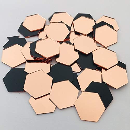 Nuo rui 100 pcs 1 '' hexagon espelho mosaico ladrilhos cor de ouro rosa para projetos de artesanato