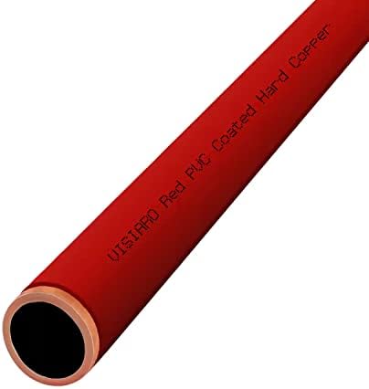 Visiaro Red PVC revestido de tubo de cobre, 1mtr, diâmetro externo 6 mm, espessura da parede 25 SWG, revestimento de 2 mm de