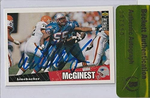 Willie McGinest assinou 1996 Upper Deck Card 305 com Beckett Authenticity Seal - Cartões de futebol não assinados