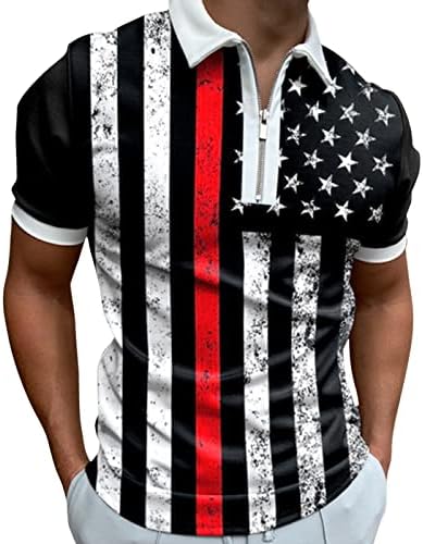 Camisas de pólo de bandeira americana masculina 4 de julho camisetas patrióticas de verão Casual 3D Impressões vintage Mangas curtas Tops