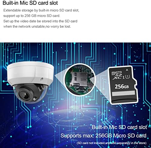 Câmera Starlight 8MP Poe, zoom óptico de 5x com visão noturna de 196 pés, alarme de áudio In/OUT portas para alarme instantâneo de áudio bidirecional, slot para cartão SD, WDR, IP67,4K Câmera IP de segurança