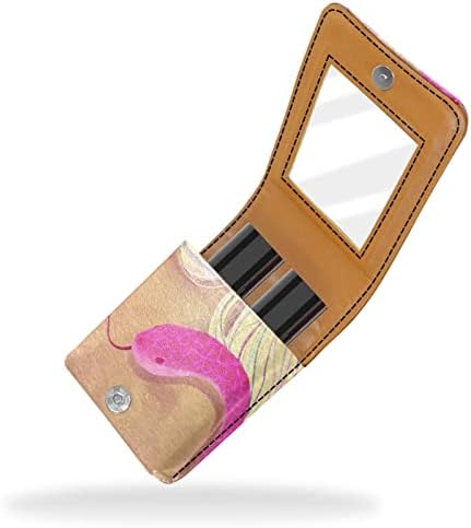 Bolsa de batom de batom de maquiagem de oryuekan com espelho portátil de armazenamento de armazenamento portátil portátil Organizador de armazenamento, cobra e menina
