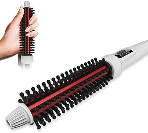 Glamglider Curling Iron Brush, Curador de cabelo de cabelo turmalina cerâmico Hot Brush, varinhas de enrolamento de cabelos anti-escalas, escova profissional de estilo de calor instantâneo
