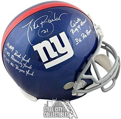 TIKI BARBER Autografou Giants Capacete de futebol em tamanho real - JSA - Capacetes NFL autografados