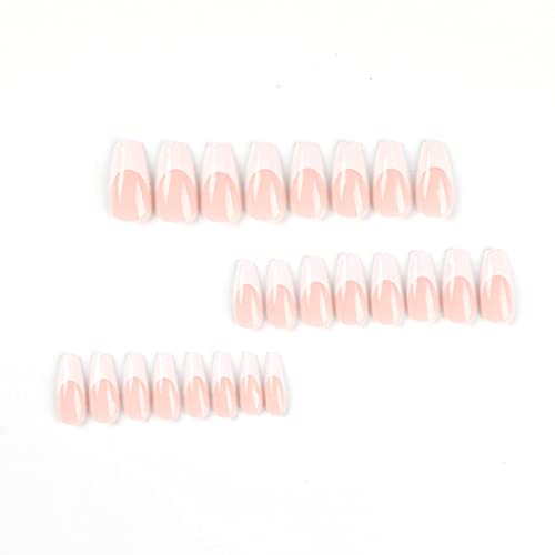 YOYOEE CAUSO Pressione as unhas French White Fake Nails longos unhas falsas acrílicas tampa completa em unhas para mulheres