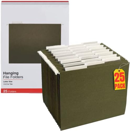 1 Máquico de letra de arquivo de arquivo pendurado, pastas de arquivo Organizador pendurado, pastas penduradas reforçadas verdes padrão,