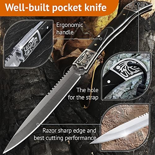 Pacote de 4 itens - faca de bolso para homens - Knofe dobrável - Facas dobráveis ​​EDC - facas de lâmina afiadas - facão de lâmina serrilhada