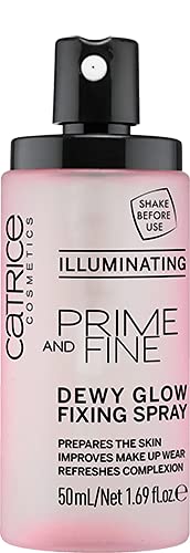 Catrice | Prime & Fine Illuminating orvalho brilho spray | Spray de fixação de secagem transparente e rápida | Paraben Free & Vegan