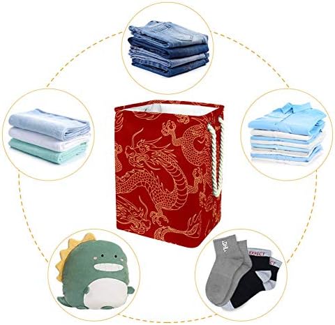 Inomer Dragão Chinês 300D Oxford PVC Roupas à prova d'água cesto de lavanderia grande para cobertores Toys de roupas no quarto