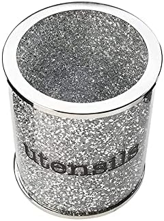 Curva de utensílio de prata artesanal, suporte cheio de diamantes de cristal brilhante para a sala de jantar da cozinha Decoração