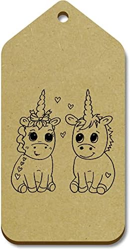 Azeeda 10 x grandes tags de presente de madeira de 'Love' Unicorns