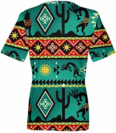 Camisetas para mulheres Graphic asteca Cowgirl Style Western Ethnic Pattern V pescoço de manga curta Tops de pulôver confortável