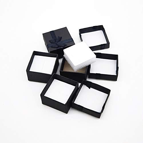 Colorsheng 24pcs Cubo de papelão duro de papelão dura pequena caixa de presente para joias de brinco de anel （1,6 x 1,6）