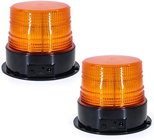 Luz de farol sem fio, 2pcs Amber LED Aviso de segurança Strobe Light, DC12V-80V com carregador de isqueiro de charuto magnético e de
