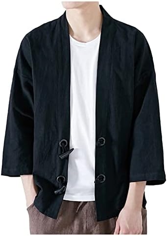 Jaquetas para homens moda moda japonesa yukata casual casual quimono outwear algodão vintage de topo soltas de topo