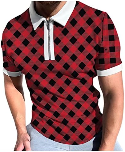 Homens tamis as camisas masculinas primavera/verão com manga curta com lapela estampa xadrez de terno esportivo casual