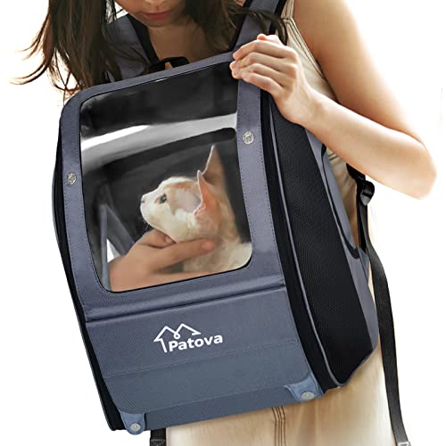 Transportadora de mochila de gato transparente, mochila de estimação de malha respirável para gatos e cães pequenos, bolsa de porta