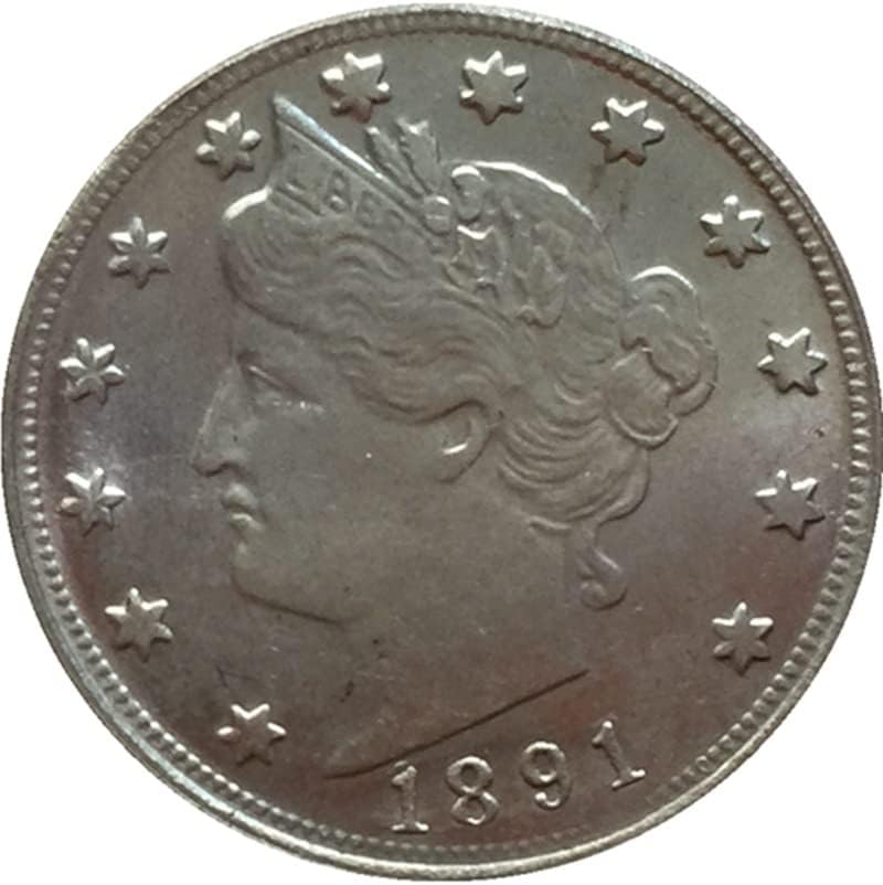 21mm1891 Americano de 5 centavos de níquel de níquel níquel níquel artesanato em moedas comemorativas estrangeiras